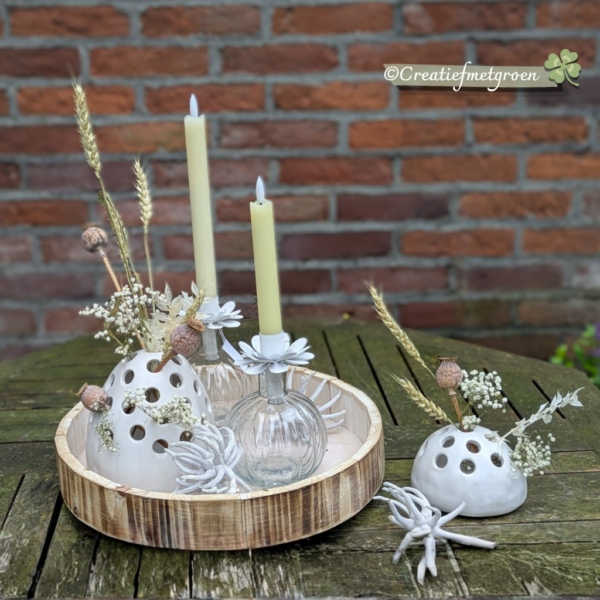 Flesje met Bloem Kaarsenhouder