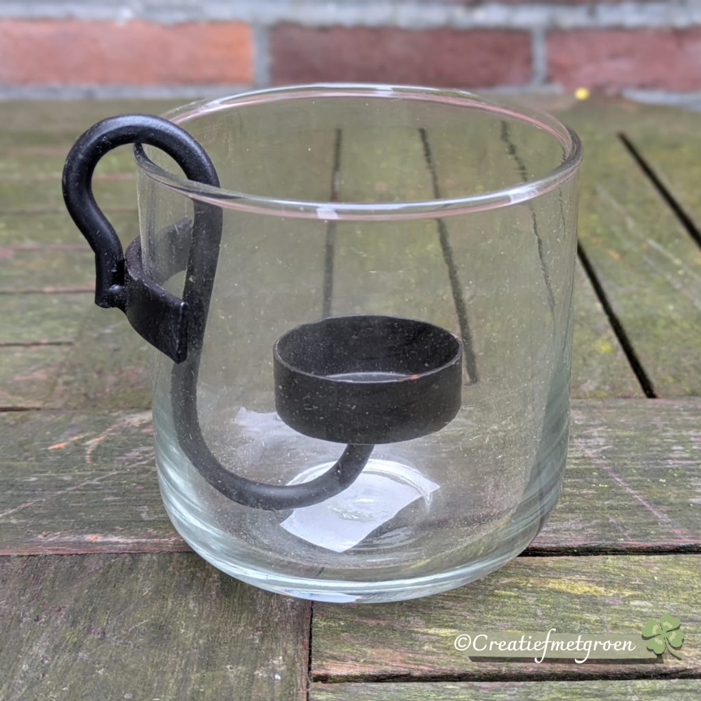 Glas met Waxinelichthouder - Afbeelding 1