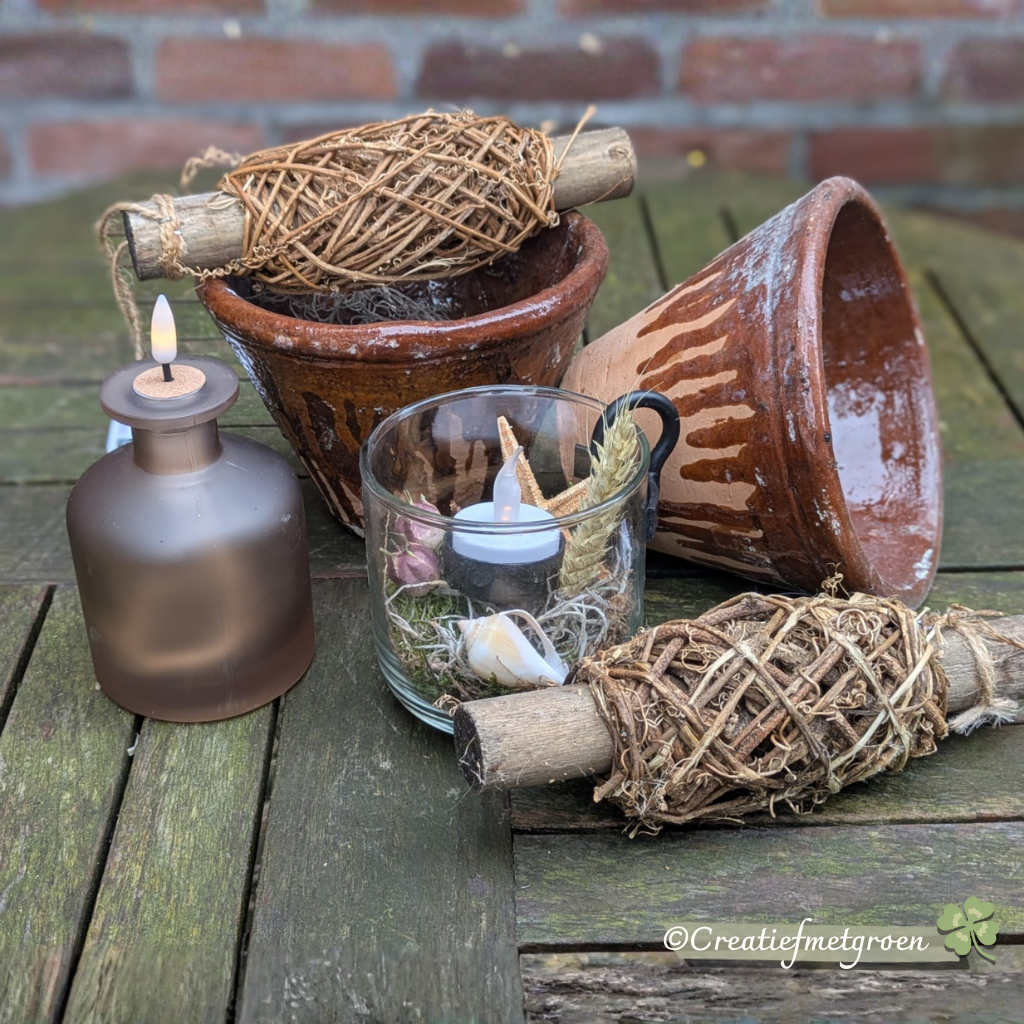 Houten klos met Natuurlijke Ranken - Afbeelding 3