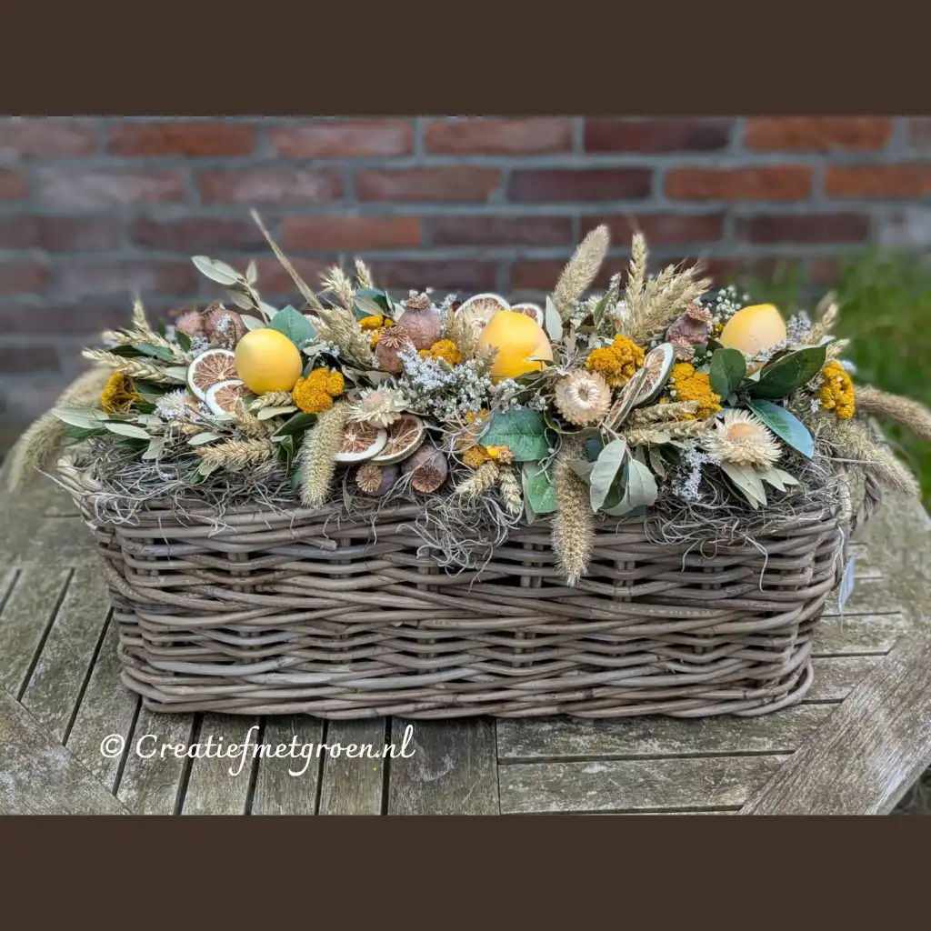 La Dolce Vita Limoen. Een mooi DIY Bloemschik Pakket gemaakt met droogbloemen.