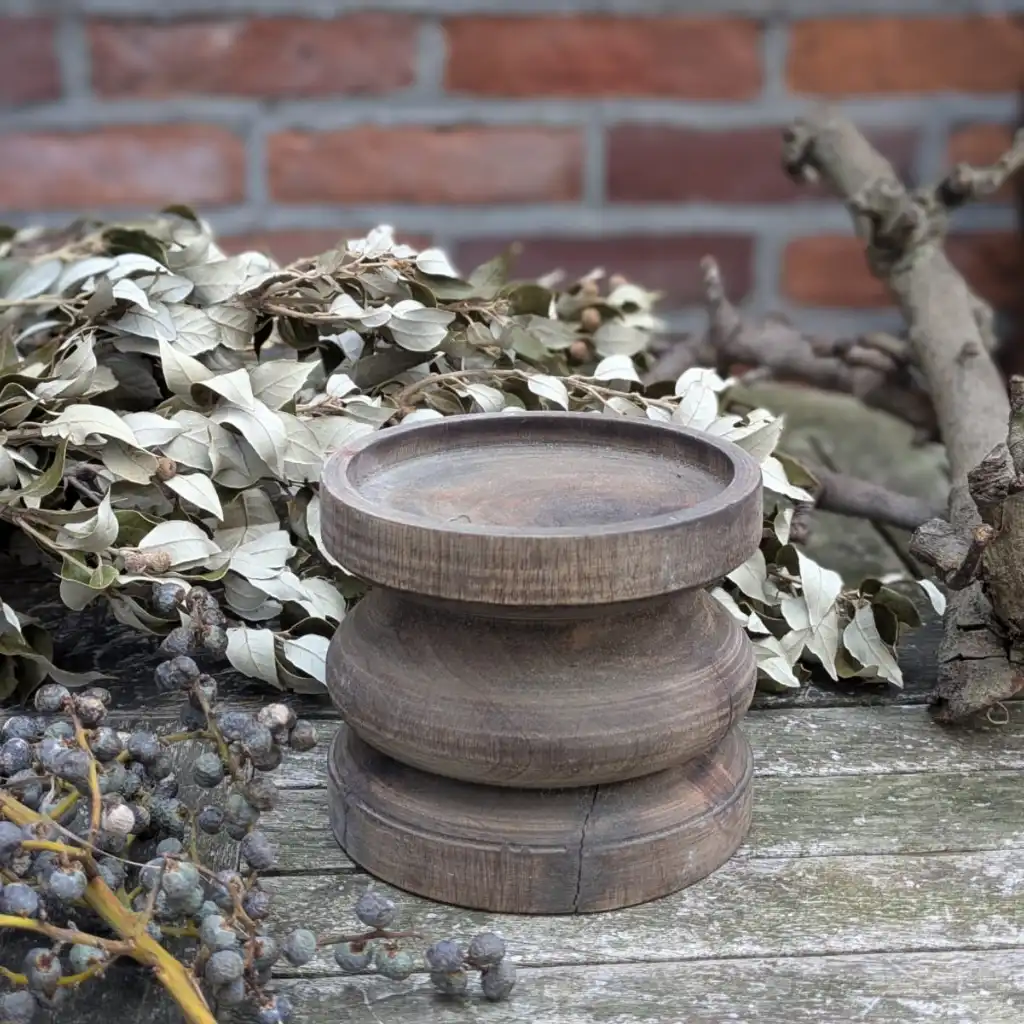 Rustieke Houten Kaarsenhouder – 11 cm