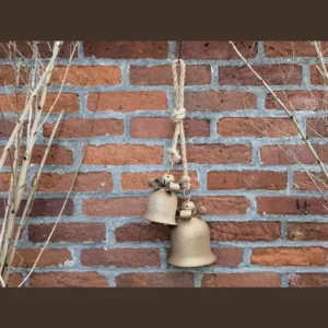 Landelijke dubbele bellenhanger - roestlook - Afbeelding 2