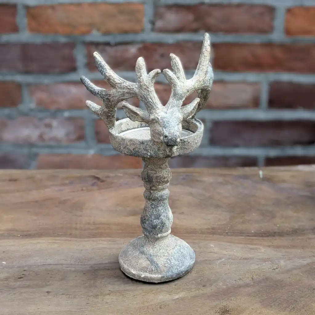 Landelijke kandelaar met hert - 22cm